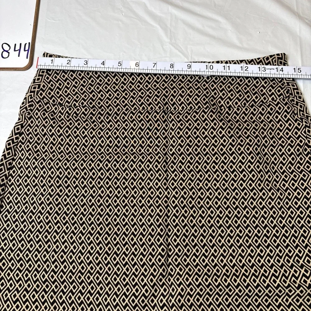 Lulu-B Womens Tan Black‎ Geometric Diamond Print Stretch Pull On Skirt Size 2